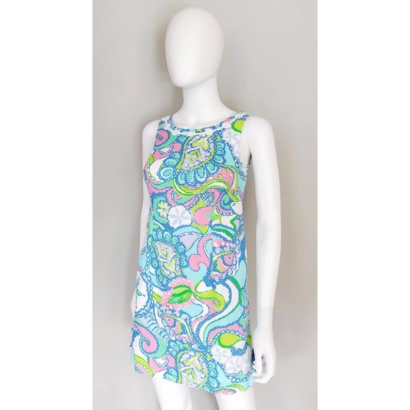 Lilly Pulitzer Delia Shift Dress 0 Cotton Multi Conch Republic Sleeveless Zip - Picture 10 of 12